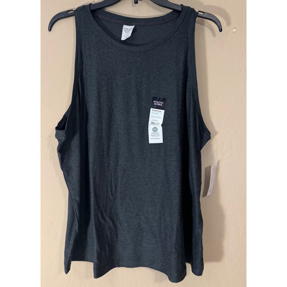 Athletic Works Tank Top Women XL Charcoal Black Soot ButterCore Yoga Workout NEW
